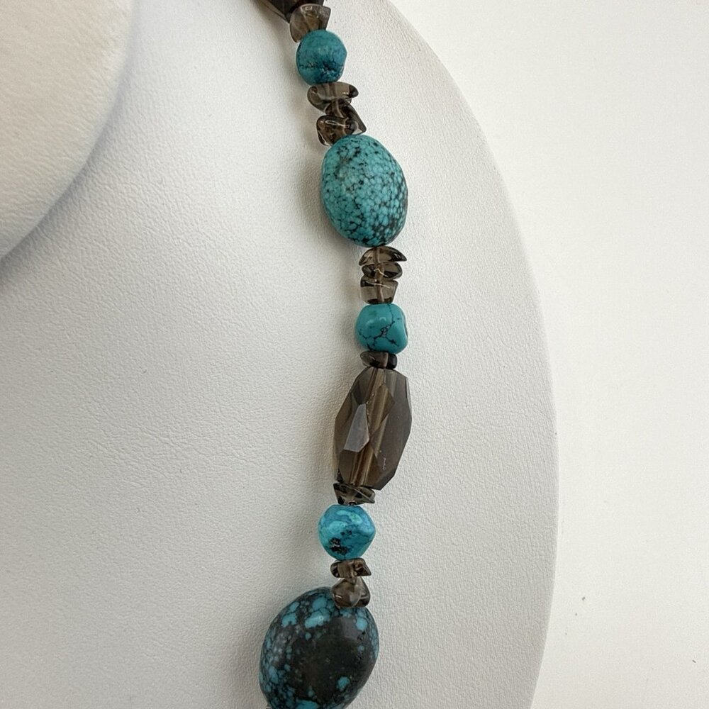 Deb Guyot Necklace Turquoise Blue Quartz Sterling Silver 925 HSN Beaded Matrix - Picture 5 of 11